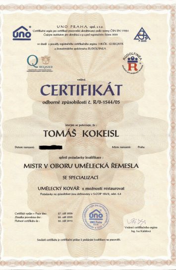 certifikát 001